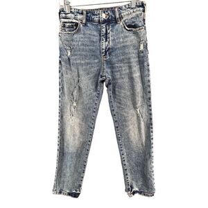 Pilcro Jeans Women 25 Blue Mom High Rise Distressed Denim Stretch Relaxed Grunge